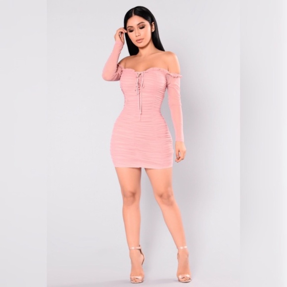Fashion Nova Maura Mesh Dress - Mauve